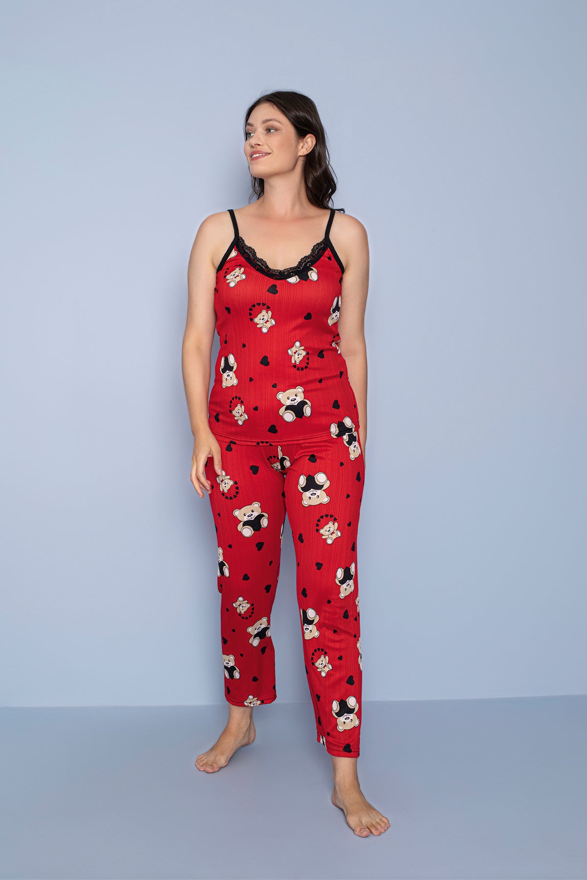 Dantel Detaylı Pegasus Askılı Kadın Pijama Takımı